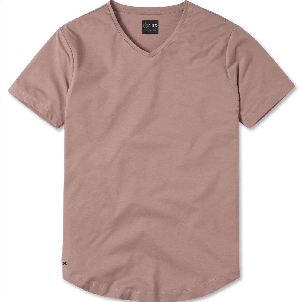 Cuts Clothing V-Neck Curve-Hem, Green, Large